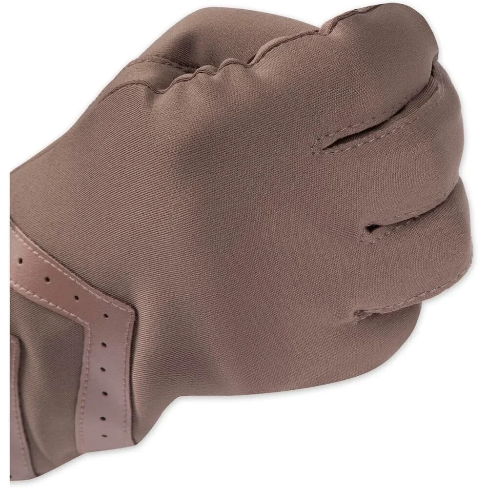 Women's Deep Taupe Spandex Gloves Warm Fleece Lined Chevron Touchscreen